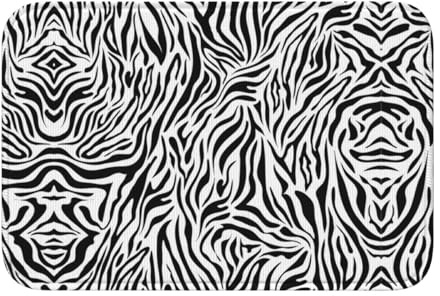 Tcoay rutschfeste, saugfähige Badezimmer-Fußmatte mit Tierkaromuster und Zebra-Bordüre