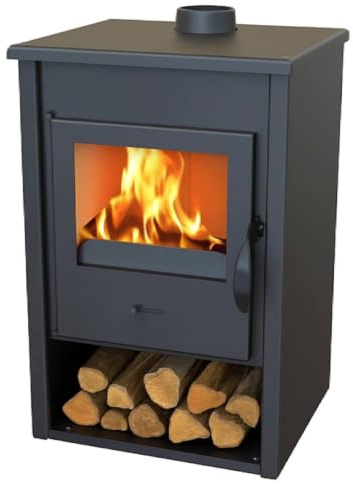 EIDER BIOMASA Estufa de Leña Minerva – 9,7 kW (máx. 12,44 kW) – Rendimiento 78% – hasta 240 m³ – Doble Combustión – Certificada CE
