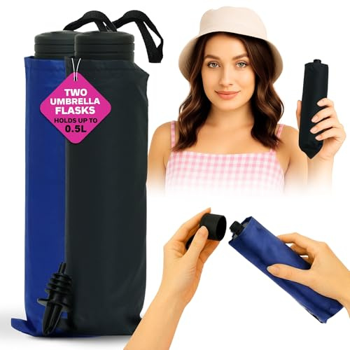 Sneak Alcohol Secret Flask - Umbrella Flask (2- pack) - Slim 2x 200ml Discreet Size (24 Drinks) - Perfect for Festivals & Events - Completely Undetectable