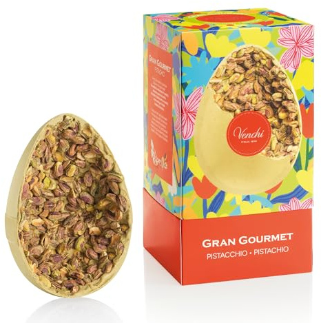 Venchi - Uovo di Cioccolato Gran Gourmet Pistacchio, 500 Gr, Gusto Cioccolato al Pistacchio con Pistacchi Interi Salati, Senza Glutine, con Sorpresa Pantone, Collezione Pasqua Venchi