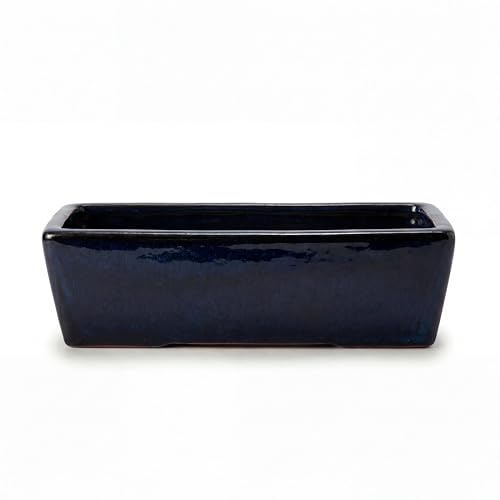 Provencelia GIONO Keramik Pflanzkasten XXL 75 x 21 x 18 cm Saphirblau — handgefertigt mediterran frostbeständig Blumenkasten Balkon Fensterbank Terrasse Garten