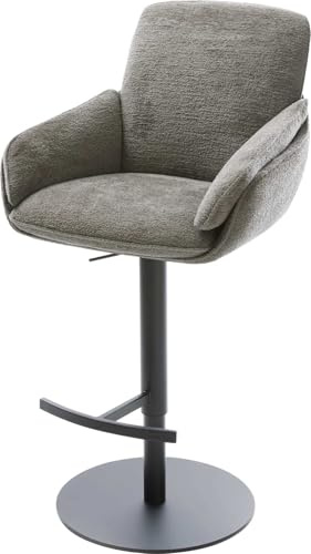 DELIFE Barstuhl Luan-Flex Drehfuß höhenverstellbar Metall Schwarz Bouclé Soft Schlamm
