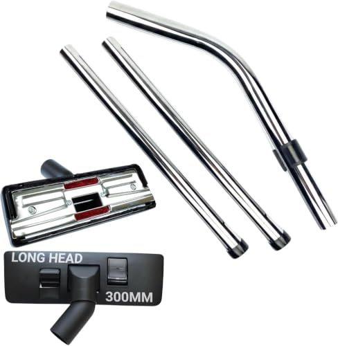 Compatible Henry Hoover Pipe Replacement 32mm Chrome Rod Set with Dual Pedal Floor Head | Vacuum Extension Tubes & Compatible Henry Hoover Head with Numatic Hetty HVR160 HVR200 NRV200 NRV240.