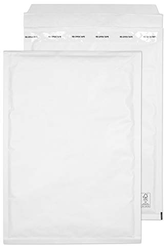 Blake Purely Packaging - White Padded Envelopes 340 x 230 mm - Pack of 100 - Extra Security - 90 GSM - Peel and Seal Bubble Mailers - Sustainable FSC Certified - White Mailing Bags (G/4)