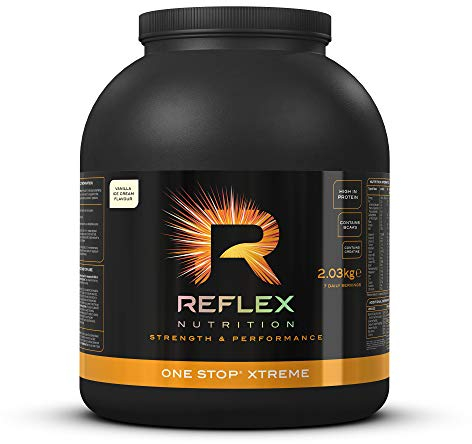 Reflex Nutrition One Stop® Xtreme - Serious Mass Gainer - All in One Protein Powder - 55g Protein, 10.3g BCAAs, 5,000mg Creatine - Muscle Building Protein Shake (Vanilla Ice Cream, 2.03kg)