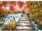 Runa Art Fototapete Wasserfall Herbst Modern Vlies Wohnzimmer Schlafzimmer - Made in Germany - Orange 9192010b
