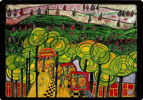 Wörner Verlag Kunstkarte Hundertwasser The rain falls far from us falls the rain
