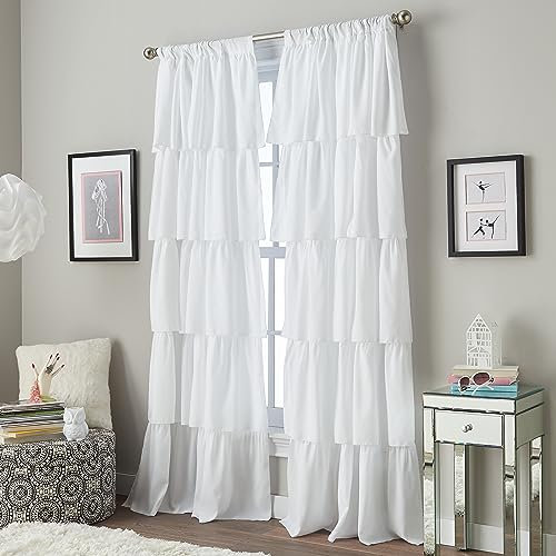 Curtainworks 1Q82460GWT Vorhang mit Volant, 213,4 cm, Weiß