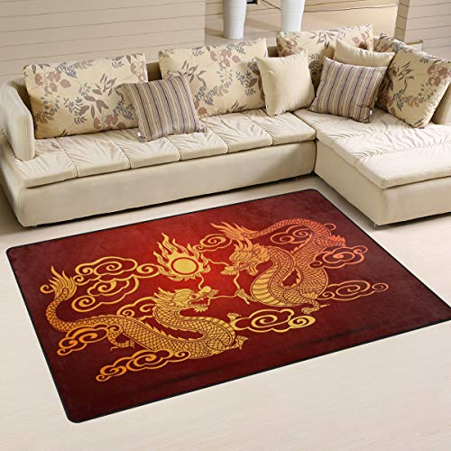 Use7 Teppich mit chinesischem Drachen-Motiv, für Wohnzimmer, Schlafzimmer, 100 x 150 cm