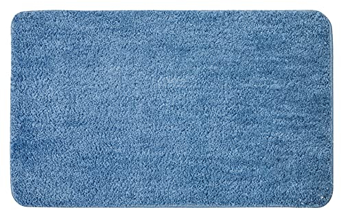 MIULEE Teppich Badematte Badezimmerteppich Bettvorleger rutschfest Badteppich Badvorleger Saugfähige Duschvorleger Waschbar Fussmatte für Wohnzimmer Schlafzimmer Badezimmer 50x80 cm Blau