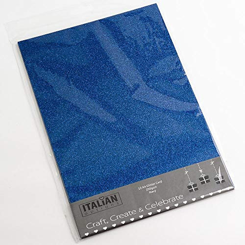 Italian Options 250 g/m² fusselfreies Glitzer-Karton-Bastelpapier, 10 Blatt, A4-Größe, Marineblau