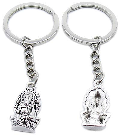 AA4623 Schlüsselanhänger Ganesha Elefant, antiker Silberton silberfarben antik-optik