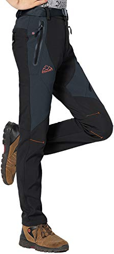 Rdruko Women's Snow Pants Waterproof Insulated Fleece Thermal Ski Hiking Snowboard Pants(Black, US L)