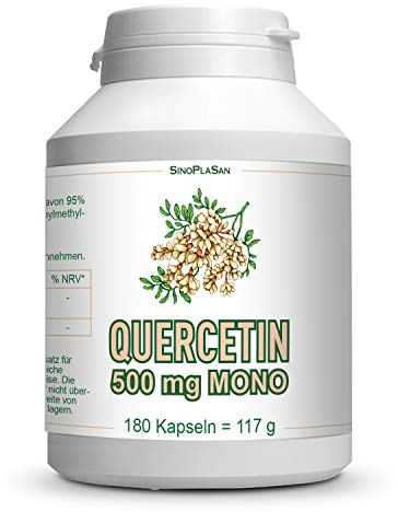 Quercetin 500 mg MONO Kapseln | ohne Zusätze | aus japanischem Schnurbaumextrakt | 180 Stück | hoch dosiert | Made in Germany