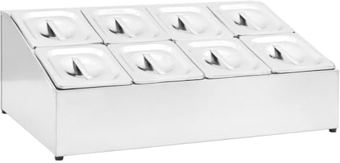 vidaXL Récipient Gastronorm avec 8 Bacs Organisateur de Nourriture Conteneur de Stockage Restaurant Hôtel Maison GN 1/6 Acier Inoxydable