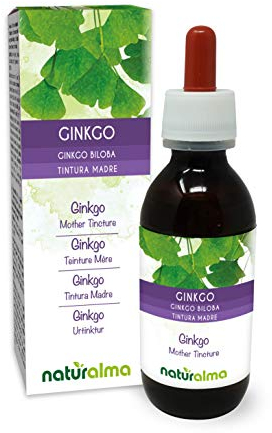 Ginkgo (Ginkgo biloba) feuilles Teinture Mère sans alcool Naturalma - Extrait liquide gouttes 120 ml - Complément alimentaire - Végétalien ou végan