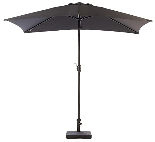 MaxxGarden - Sombrilla de jardín al aire libre, 150 x 250 cm, reclinable, con marco de aluminio, protección solar, para jardín, terraza, patio, piscina, playa, sin pie, color negro