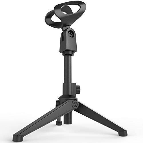Desktop Tripod Microphone Stand, Portable Mic Table Stand, Universal Adjustable Desktop Microphone Stand, Super Lightweight Desktop Microphone Tripod Stand With Mic Clip Adjustable Height
