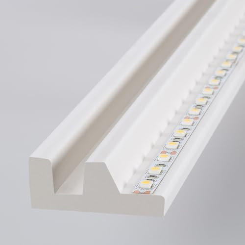 LEDKIA LIGHTING - LED-Streifenleiste 2m | Indirekte und diffuse Beleuchtung | Stoßfest und wasserdicht | Einfache Installation | Für Streifen bis zu 18mm, Weiß, PS