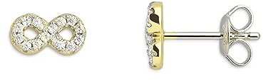 Xenox Damen 925 Sterling Silber Ohrstecker mit Zirkonia in goldfarben - XENOX Power Infinity - XS3741GN