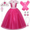 Kosplay Fille Robe de Princesse Aurore Déguisement de La Belle au Bois Dormant avec Accessoires Tulle Maxi Anniversaire Fête Halloween Noël Partie Carnaval Cosplay Robe de Soirée 120