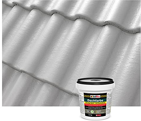Isolbau Dachfarbe - 1.5 kg RAL Farbe Fassadenfarbe Nano Dachlack Sockelfarbe Wetterfest - Lösemittelfrei, Wasserdicht, UV-beständig - Steingrau