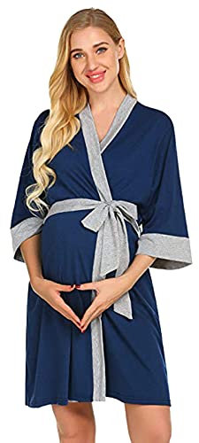 Robe de chambre de grossesse : peignoir de grossesse doux pour femme enceinte avec ceinture d'allaitement/chemise de nuit/chemise de nuit d'allaitement/chemise de nuit d'allaitement/maternité/chemise
