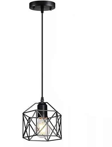 HERCHR Moderne 1-Licht Bauernhaus Pendelleuchte, Esszimmer Leuchte Küche E26 Schwarz Metall Mini Kronleuchter, Hängeleuchte Decke Für Esszimmer Shop Restaurant Bar
