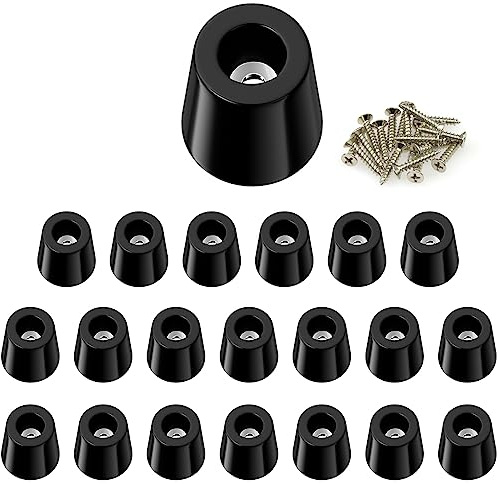 20 PCS Round Rubber Furniture Feet Pads with Screws,Table Leg Pads,Rubber Ends for Chair Legs (20, 20 x 16 x 20mm)