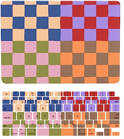 Laptop Cover Compatible with New MacBook Air 13 inch with Retina Display Touch ID Model M1 A2337 A2179 A1932 Released in 2020 2019 2018, Protective Hard Shell Case & Keyboard Cover, Colour Squares