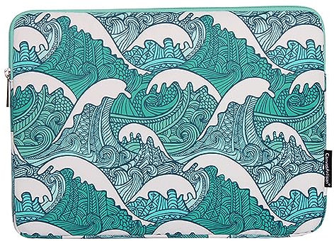 Hixingo Housse Ordinateur Portable 13/14/15 Pouces, Sacoche pour Portable Ordinateur Étanche avec 4 Couches de Protection Sac de Transport PC Compatible (14 Pouces,Vague de mer)