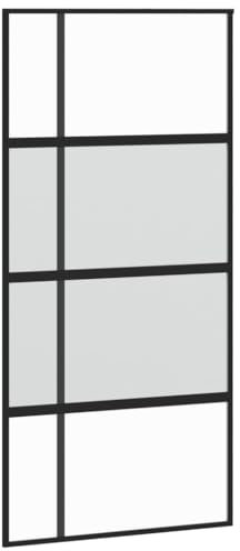 vidaXL Puerta corredera vidrio templado y aluminio negra 102,5x205 cm