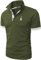 KUNJLELP Polo de Manga Corta para Hombre Jirafa Bordada Camiseta de Verano Uniformes,A-Verde Militar,L
