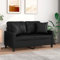 SECOLI Sofa 2 sitzer Kunstleder Sofa 2er Couch 2 sitzer 2er Couch Sofa 2 sitzer klein fürWohnzimmer/Schlafzimmer/Büro/Wohnung-Schwarz-2-2-sitzer:120cm