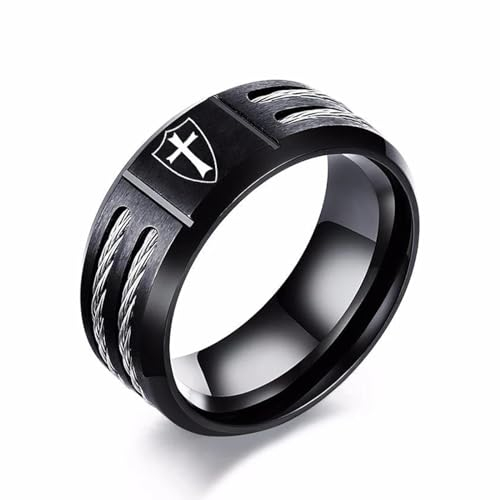 BISONBLUE Ringe Herren Ring Damen Männer Rings Geschenk Personalisierbarer Ring für Männer, Kreuzring, Geschenk für Ihn, 12 R-520B-1