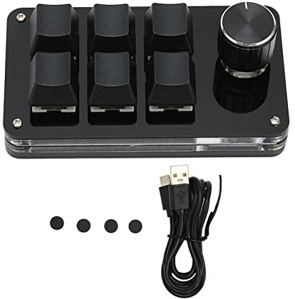 Haofy Tastiera Meccanica con una Sola Mano, Tastiera Programmabile a 6 Tasti per Gaming Office (BLACK)