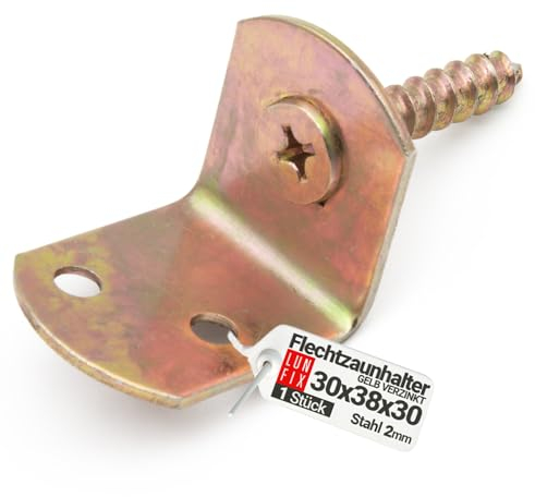 Soporte para valla de acero galvanizado amarillo en forma de L con ranura en cruz, soporte para valla de jardín, 30 x 38 x 30 mm