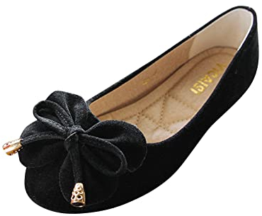 Scarpe da corsa per piedi piatti da donna scarpe singole scarpe basse con fiocco scarpe casual slip on scarpe da lavoro per donna stivaletti piatti scarpe da donna, Nero , 40 EU