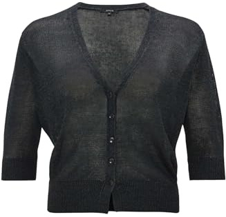 OPUS Damen Strickjacke | Cardigan DORIFA Regular aus Leinen Mix Emerald, 36