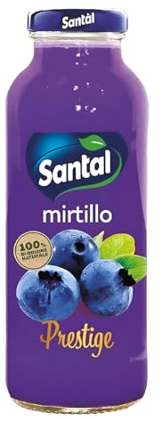 Santal Prestige Succo di Frutta Mirtillo Confezione da 24 Bottiglie da 250 ml 100% di Origine Naturale