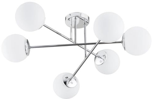 KAR LIGHTING Sputnik Deckenleuchte 5-flammig aus Stahl & Glas | Deckenlampe E27 in Chrom für Wohn-, Ess- & Arbeitszimmer | Modernes Design & LED-kompatibel