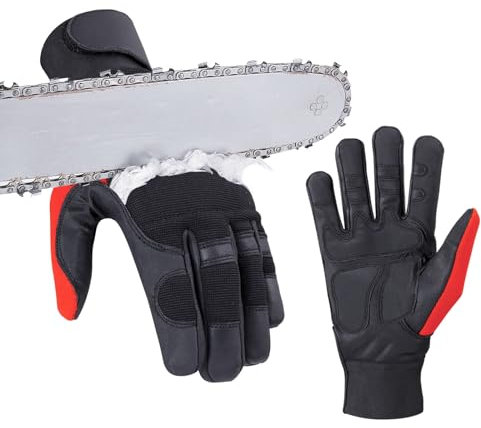 SAFTA Chainsaw Gloves, Cut Resistant Glove with 17-Layer Protection on Left hand, Safety Forestry Work Gloves, Thorn proof Gardening Glove. (XL)