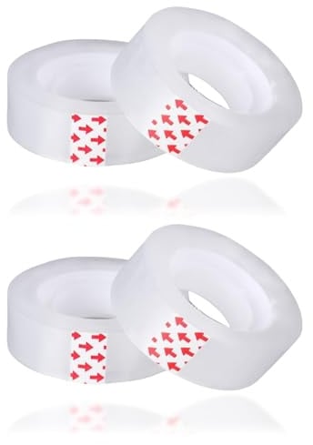 4 Small Clear Tapes, 18mm x 30m Sellotape Rolls Cellotape Small Roll Refill | Transparent Packing Tape Gift Wrapping Tape Invisible Sticky Sellotape for Dispenser Home Office (18mm x 30m/ 4 rolls)