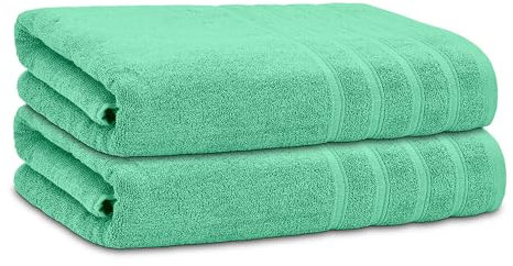 DECASATEXTIL Juego de Toallas de Baño Grandes – 2 Toallas 100x150 cm – 100% Algodón Premium 450 g/m² – Toallas de Ducha Suaves, Absorbentes y Resistentes (Verde Agua)