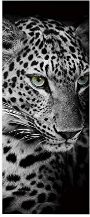 Tür Bekleben mit Türtapete Selbstklebend Türposter 3D Effekt Türaufkleber Fototapete Tür verschönern mit Türfolie Abziehen und Aufkleben Tür Sticker 90x205 cm Tier Leopard