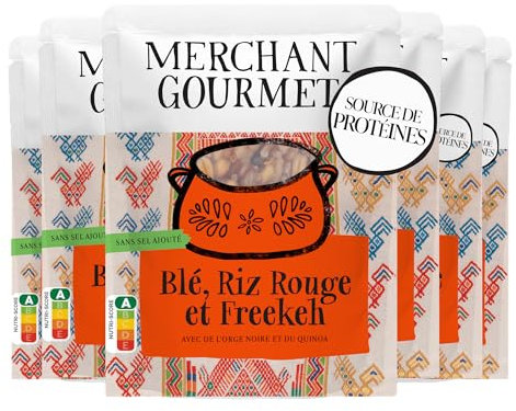 Merchant Gourmet - Grains Glorieux - Riz Rouge et Quinoa - 6 x 250g - Source de Fibres, Faible en Gras et Végétalien - Repas prêts, micro-ondable et rapide