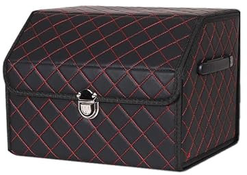 FSTTGG Auto Kofferraumtaschen für VW Tiguan 2 SWB LWB 2017-2023, Autotasche Hohe Kapazität Kofferraum-Organizer Innenausstattung,A Red-1 38 * 32 * 30