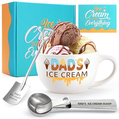 Benjika Fathers Day Dad Gifts, Ice Cream Bowl and Scoop Set Dad Gifts for Christmas Dad Gifts from Daughter Son Ideal Xmas Birthday Present