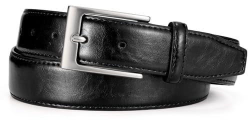 WHIPPY Herren Gürtel, Herren Ledergürtel klassischer Jeansgürtel für Männer 38mm breit,schwarz 110cm