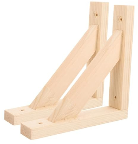 DOITOOL 2Pcs Équerre Étagère Murale Bois Massif 15x15 - Support Triangulaire Fixation Rangement - Console Flottante Personnalisable pour Planche - Aménagement Décoratif Salon Cuisine